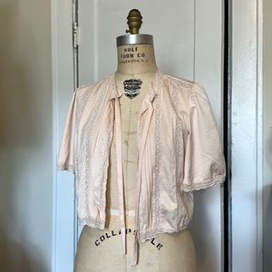 Free People Cape Coverall Jacket Pink Lace, Size Small, S